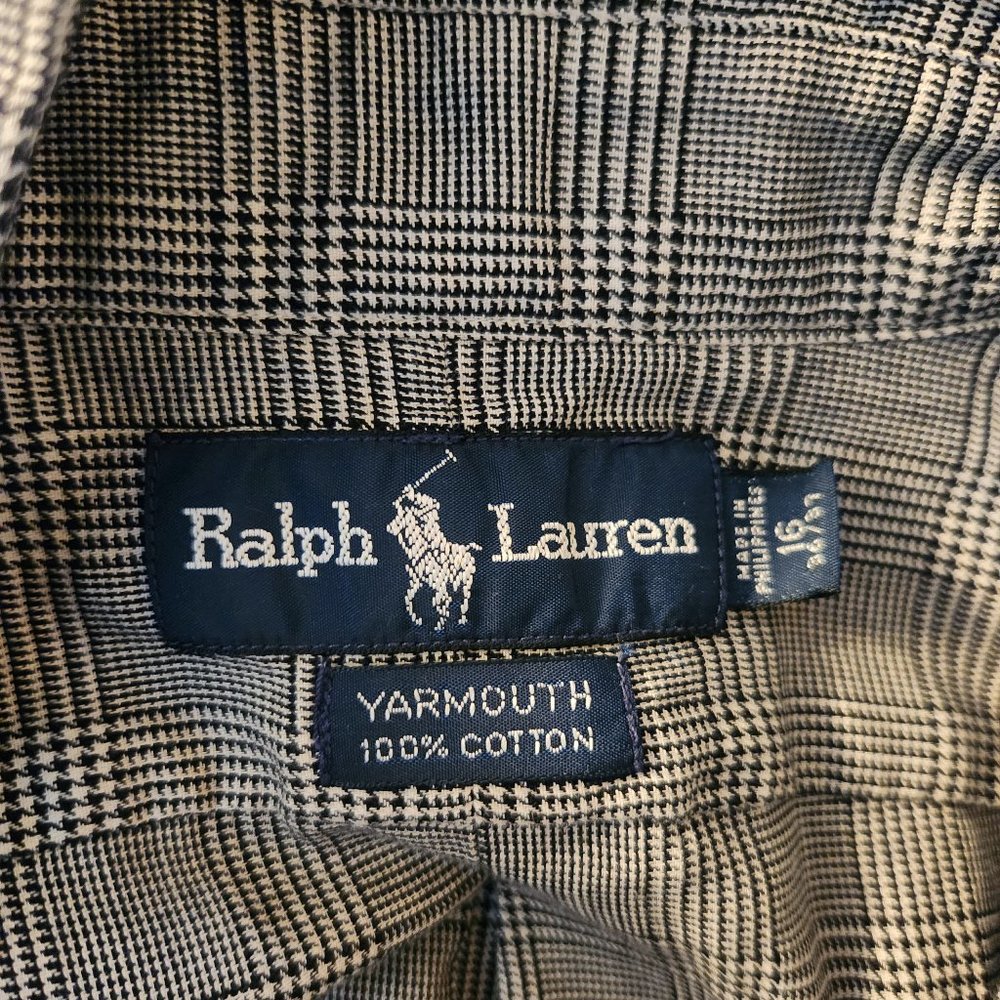 Ralph Lauren Gray Yarmouth Houndstooth Flannel Striped Button Down Shirt - Picture 4 of 4